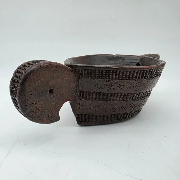 Antique Indian Hand Carved Mortar Wooden Designed Grinder Kharal Pot - Picture 6 of 9